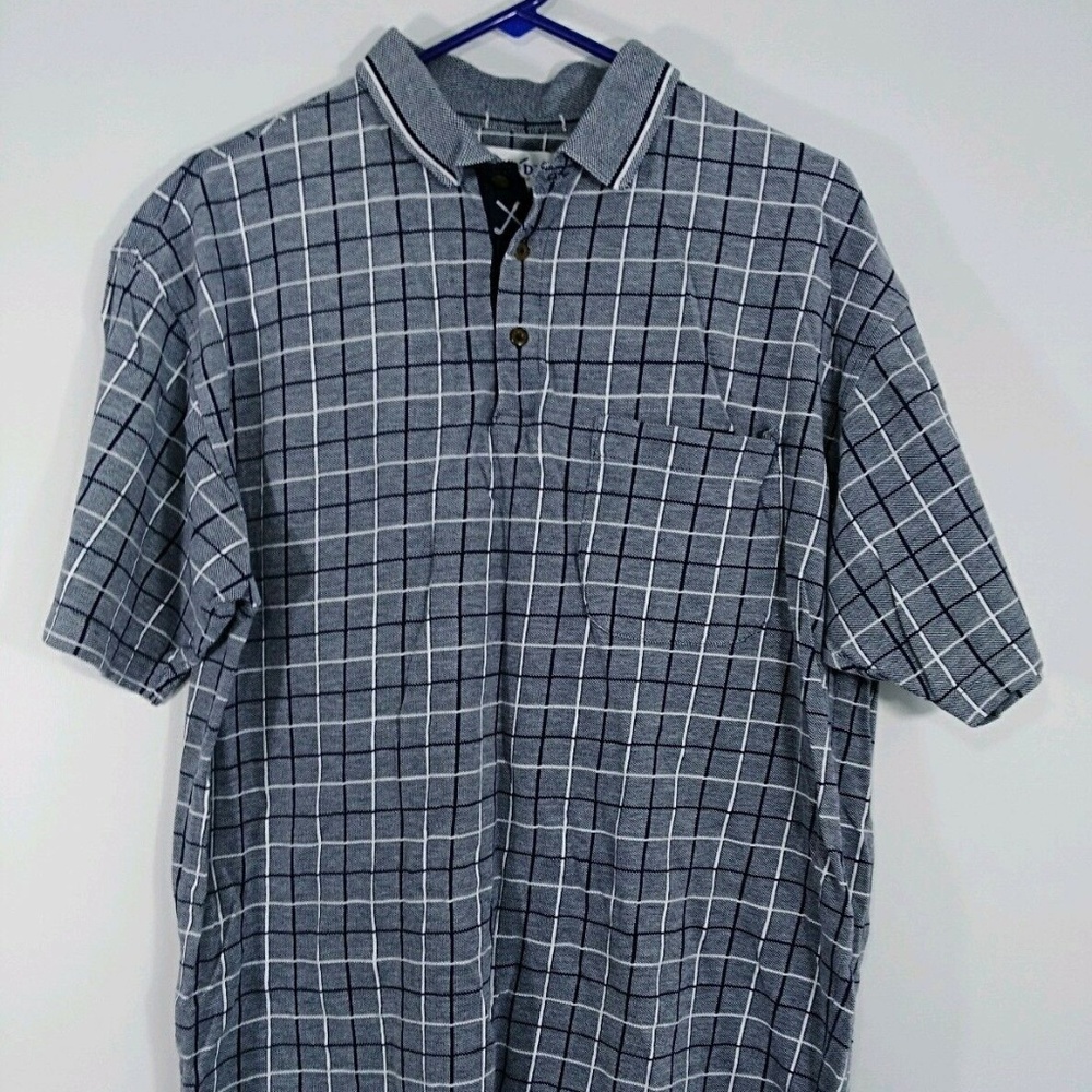 Mens Izod Polo Cotton Golf Shirt‎ Large Navy White